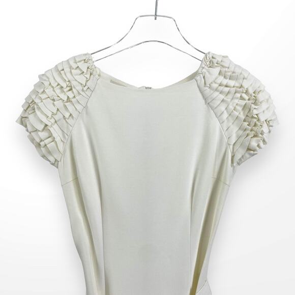 00s IMPERIAL Vintage White Belted Sheath Dress - Picture 3 of 9